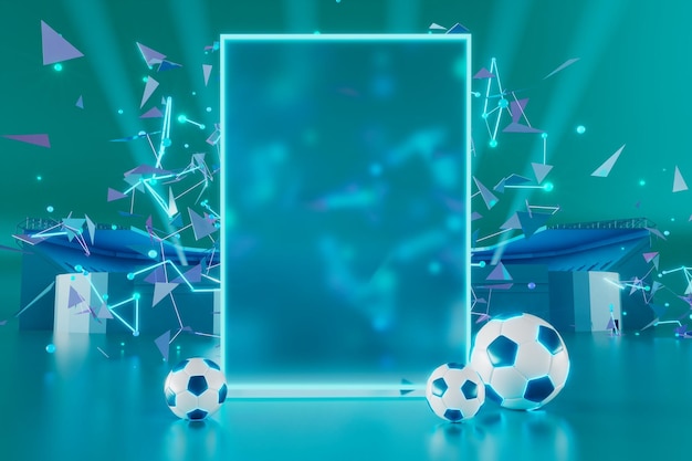 Voetbal 3D-object in de abstracte achtergrond