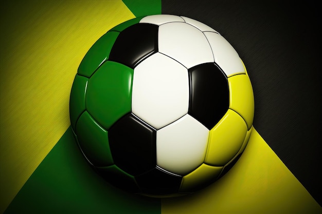 Voetbal bal illustratie groene gele en zwarte achtergrond Generatieve AI
