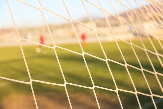 Voetbal doel net close-up