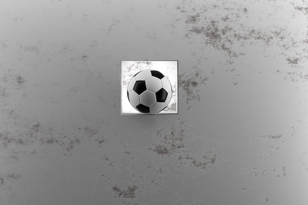 Voetbal in een betonnen muur Minimalisme Plaats voor tekst 3D render