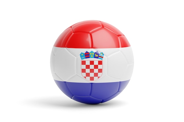 Voetbal met de kleuren van de vlag van Kroatië 3d illustratie