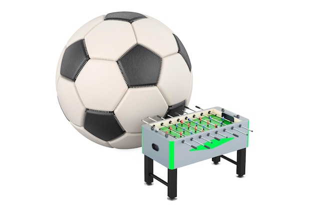 Voetbal met tafelvoetbal 3d-rendering