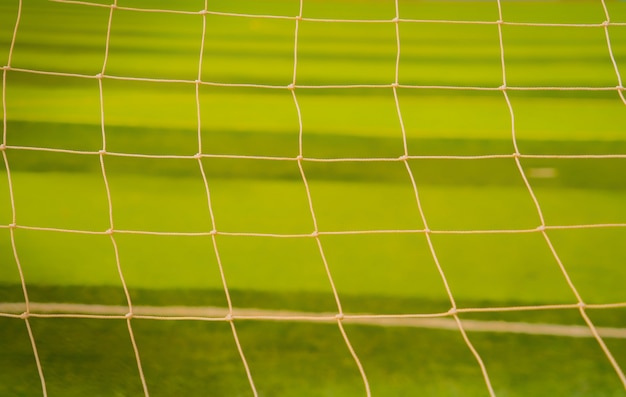 voetbal net. voetbal net op groen gras achtergrond