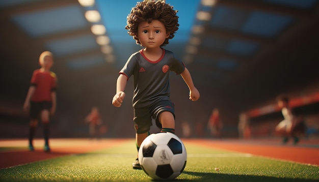 voetbal pixar-stijl creatieve animatie 3d