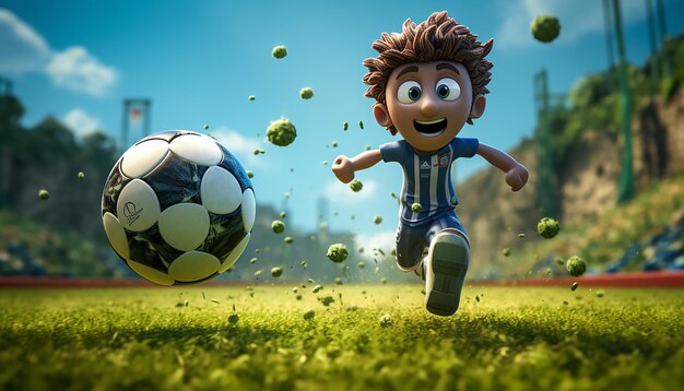 Foto voetbal pixar-stijl creatieve animatie 3d