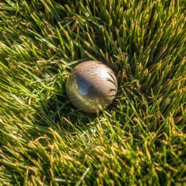 voetbal rustend op een stukje gras