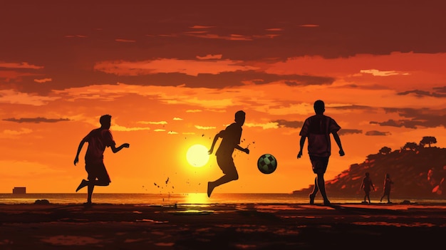 Voetbal zonsondergang voetbal in de zonsondergang