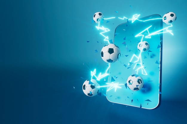 Voetbalbal met bewegingseffect op smartphonescherm