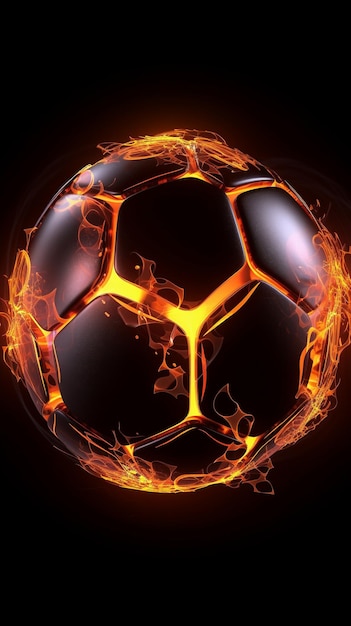 Voetbalbal met neonlichten AI gegenereerd