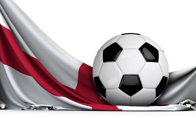 Voetbalbal op de vlag van Engeland Voetbalachtergrond 3D Rendering