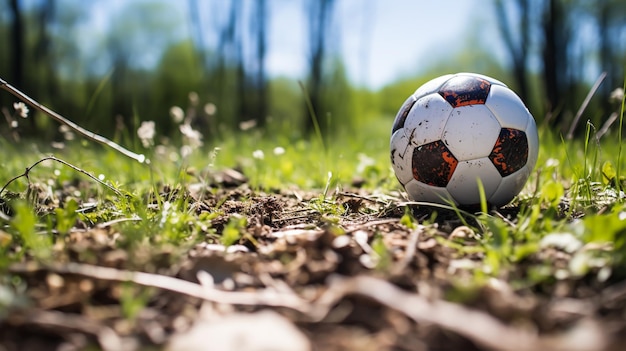 Voetbalbal op het gras