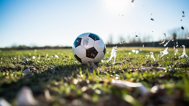 Voetbalbal op het gras