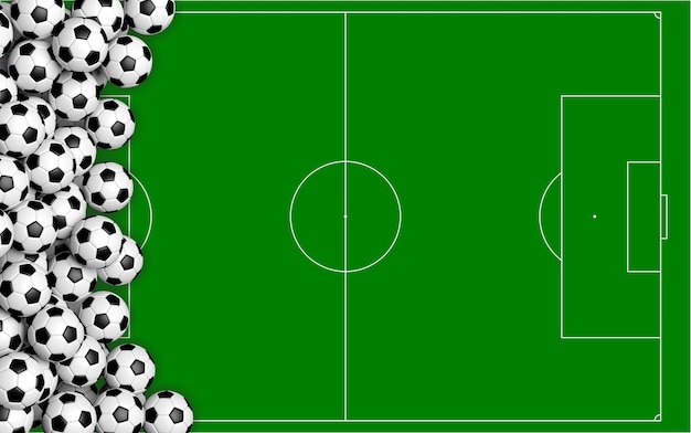 Voetbalballen op het groene hof 3D teruggeven als achtergrond