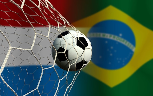 Voetbalbekerwedstrijd tussen het nationale Nederland en het nationale Brazilië