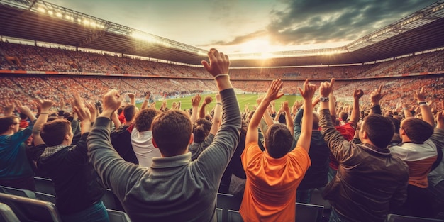 voetbalfans juichen in het stadion