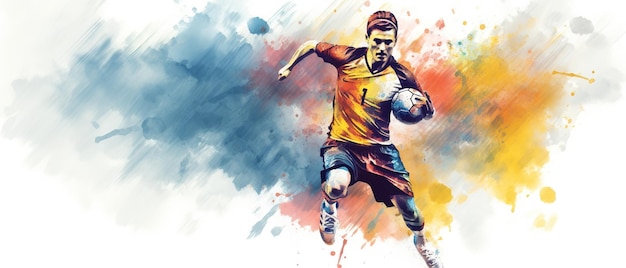 Voetballer schoppen bal schets doodle fifa voetballer illustratie Ai gegenereerd
