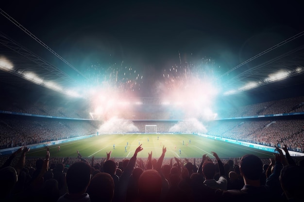 Voetbalstadion binnen licht Genereer Ai