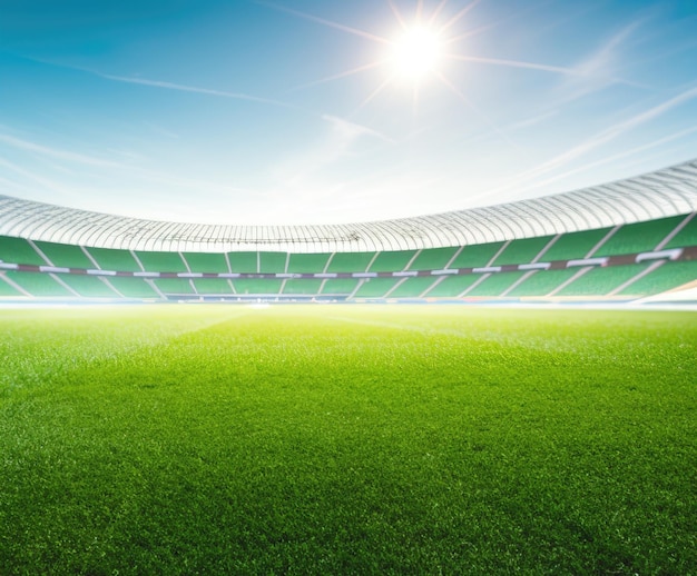 Voetbalstadion met groen veld Generatieve AI