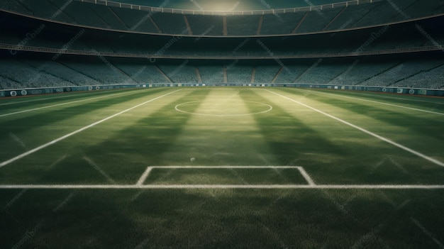 Voetbalstadion met groene stoelen en de woorden 'UEFA Champions League'