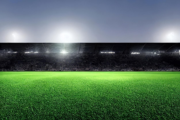 Voetbalstadion met verlichting Generatieve AI