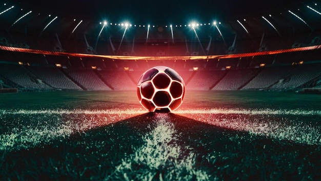 Voetbalstadion met voetbal of voetbalfoto voor de achtergrond van sociale media