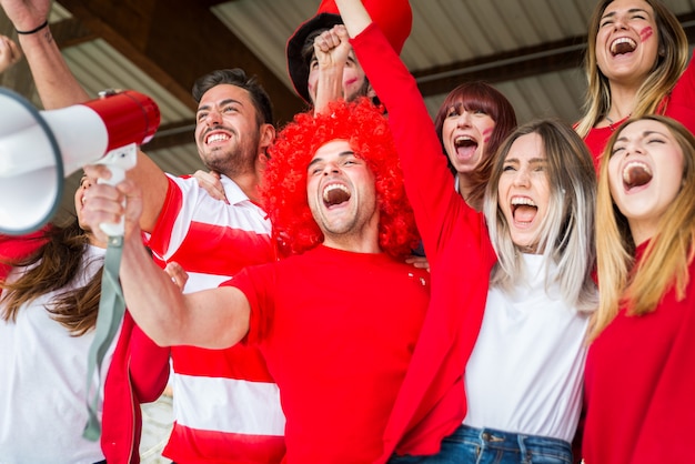 Voetbalsupporters in het stadion