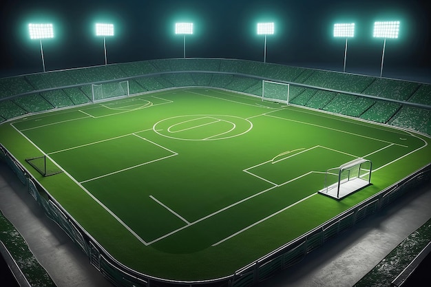 Voetbalveld met heldere stadionverlichting Vectorontwerp Vectorverlichting