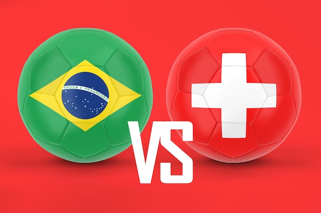 Voetbalwedstrijd Brazilië versus Zwitserland