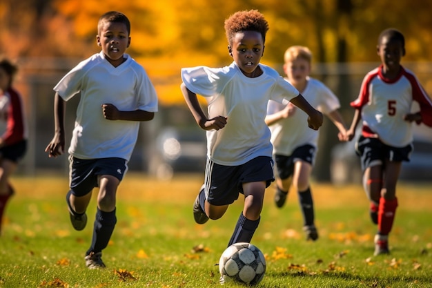 Voetbalwedstrijd op het schoolplein