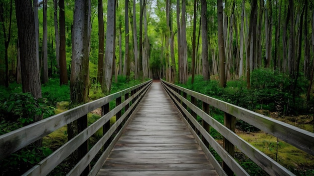 Voetbrug in het bos