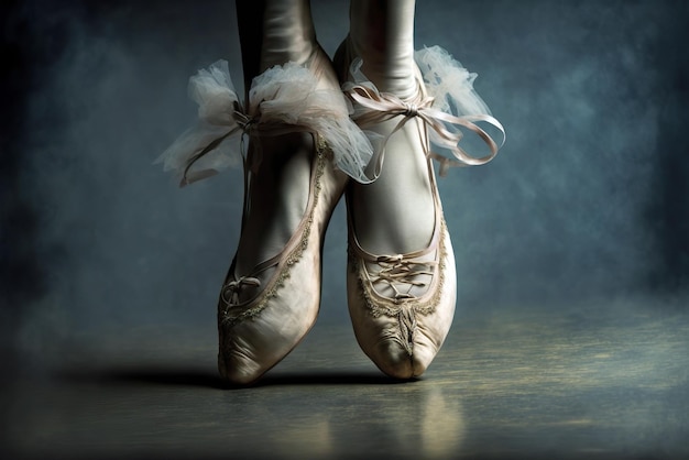 Voeten van ballerina die in balletschoen dansen