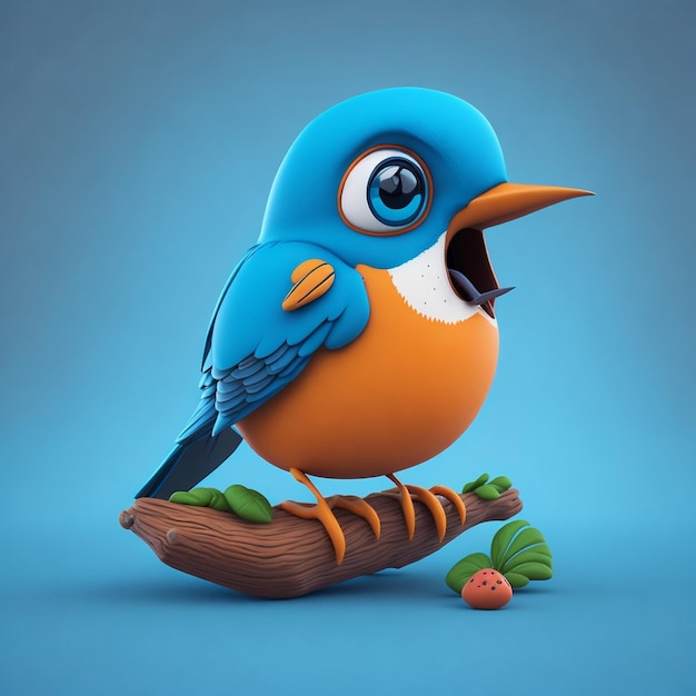 Vogel cartoon vogel liefde pictogram afbeelding schattig komische stijl wilde vogel illustratie 3D-rendering C4D