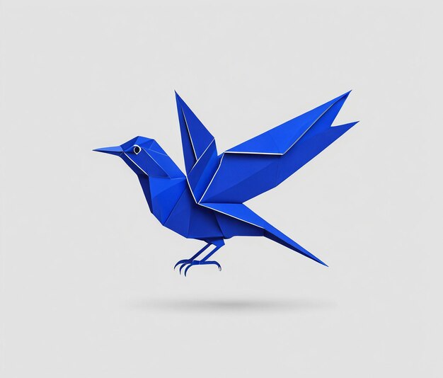 Foto vogel logo vogel symbool een blauwe origa vogel met een witte achtergrond