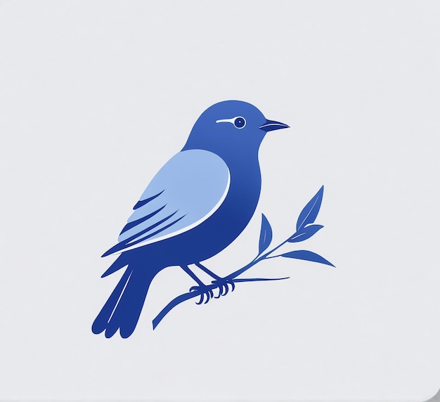 Foto vogel logo vogel symbool een blauwe vogel die op een tak zit