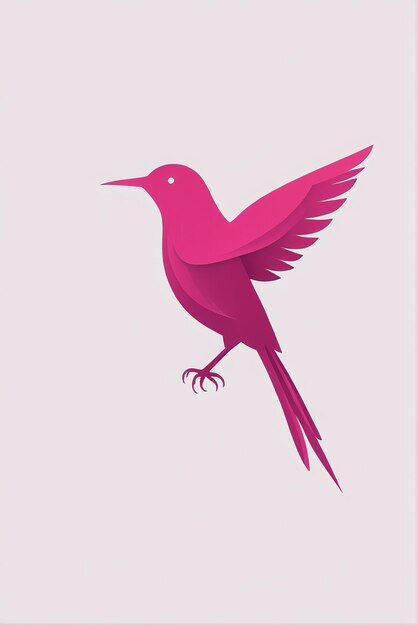 Foto vogel logo vogel symbool een roze vogel met een lange staart en een lange stert