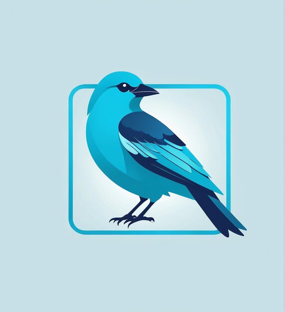 Foto vogel logo vogel symbool een vogel met een blauwe snavel op een lichtblauwe achtergrond