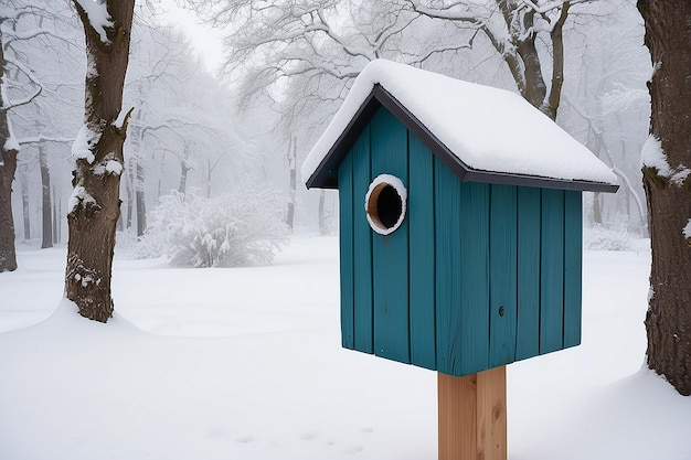 Vogelkist onder sneeuw in de winter