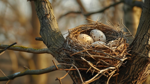 Foto vogelnest met eieren op de boom wildlife