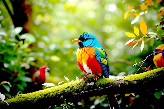 Vogels in het bos A I gegenereerd