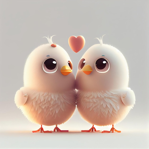 Foto vogels paar verliefd op harten valentijnsdag kaart 3d render illustratie