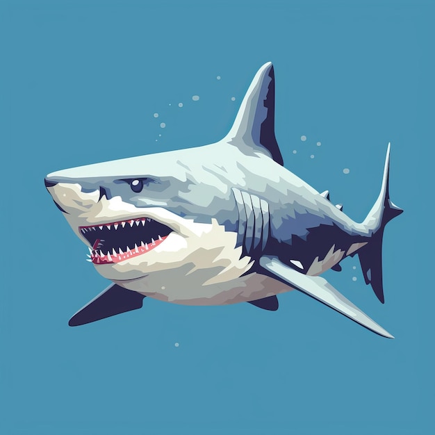 Vogue Shark Graphic White Color Vector Design With Strong Facial Expression