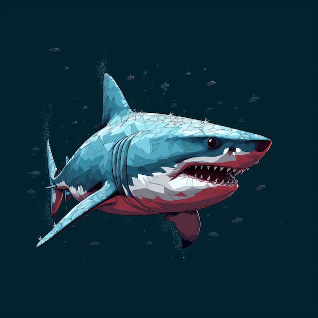 Vogue Shark Highly Detailed Illustration With Pixel Art Style