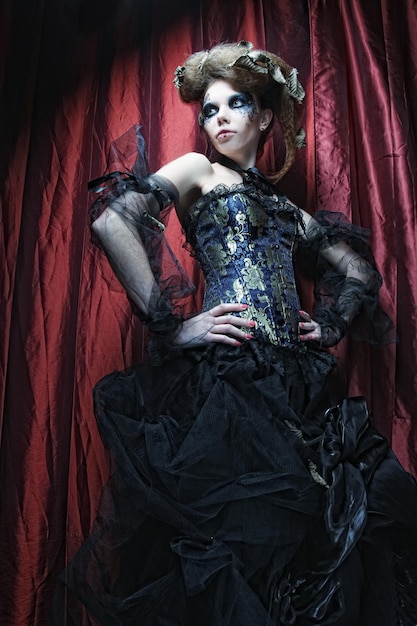 Vogue style photo of a gothic woman