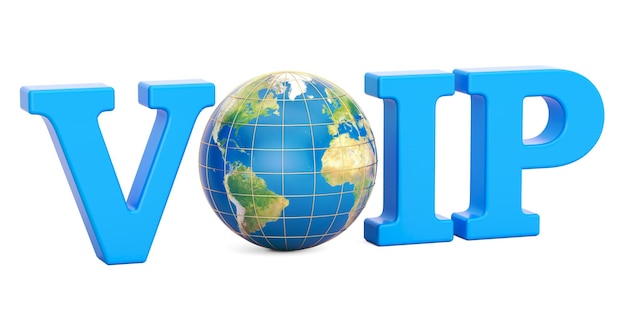 Photo voip concept with earth globe 3d rendering
