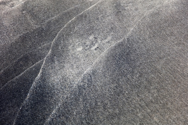 Volcanic black sands on the beach