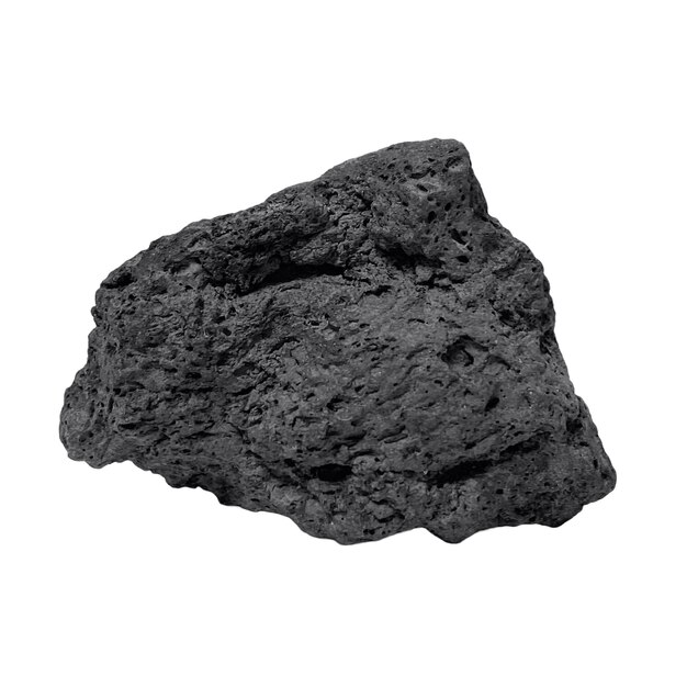 Photo volcanic black stone on a white background