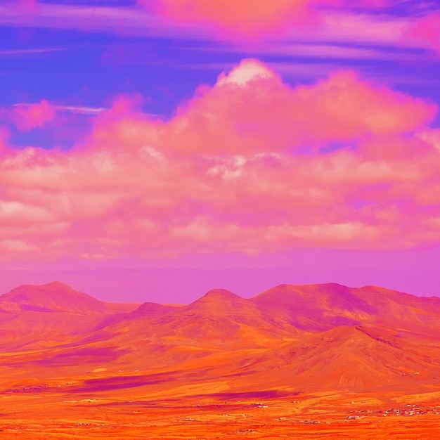 火山と砂漠xAsurrealの風景