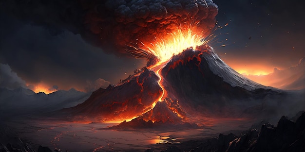 The volcanic eruption with AI generated