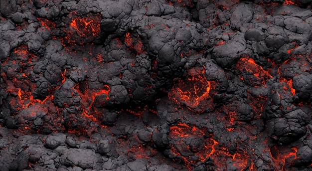 Volcanic lava flow sliding on the ground