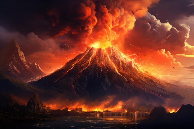 Volcanic Mountain In Eruption ar 32 v 52 Job ID b1b1883f233b4ac3a0ea61d674f4c587